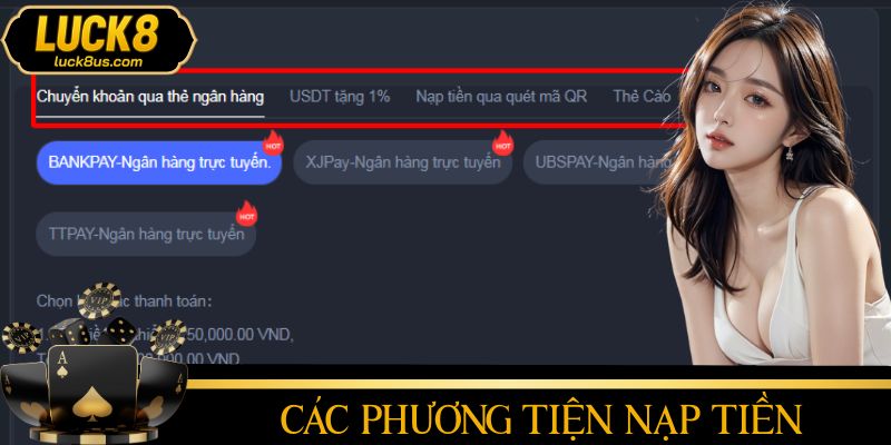 Những phương thức nạp tiền chủ yếu